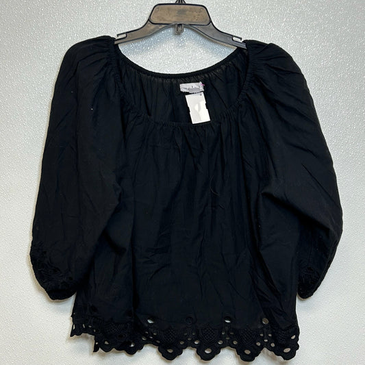 Black Top 3/4 Sleeve Velvet, Size L