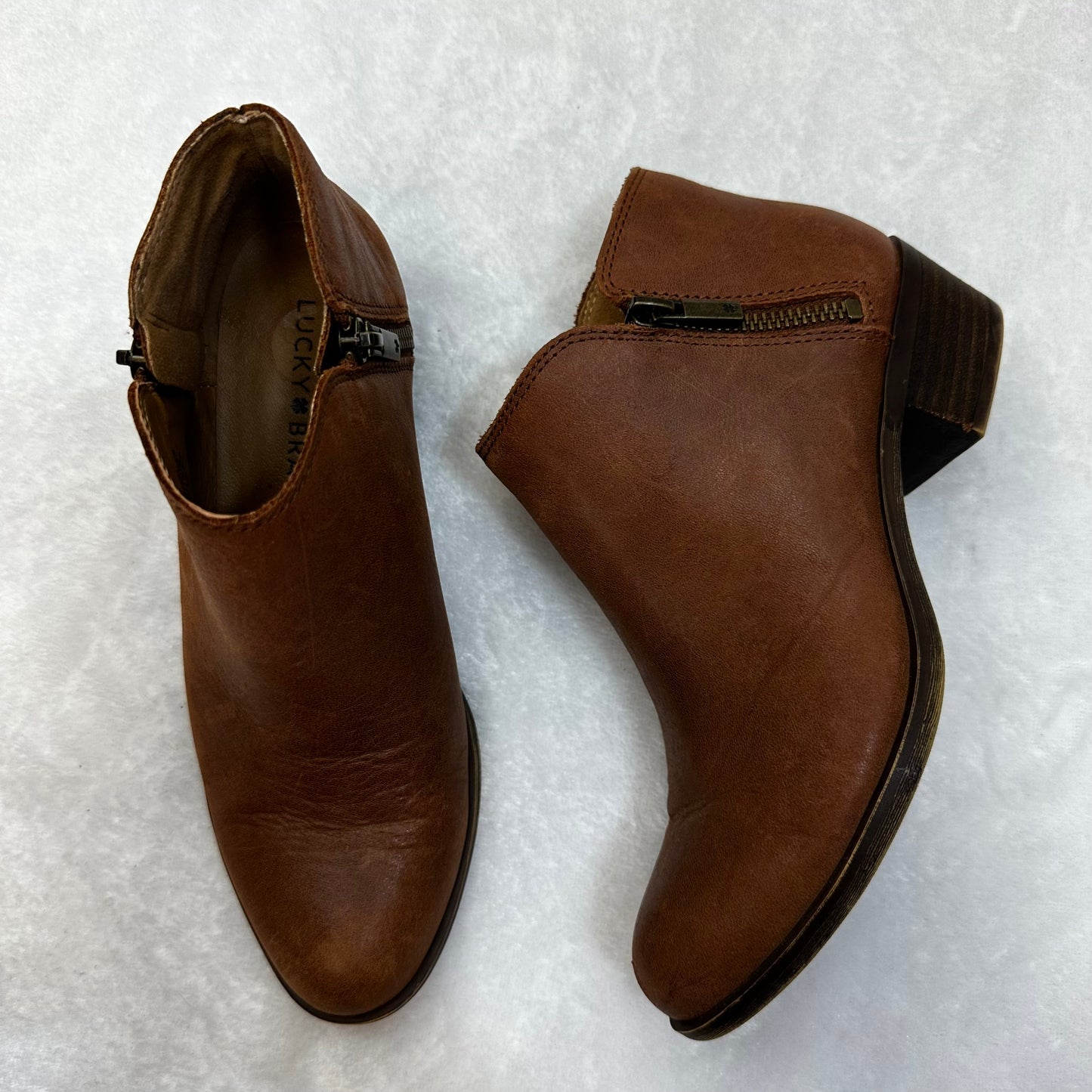 Brown Boots Ankle Flats Lucky Brand O, Size 6.5