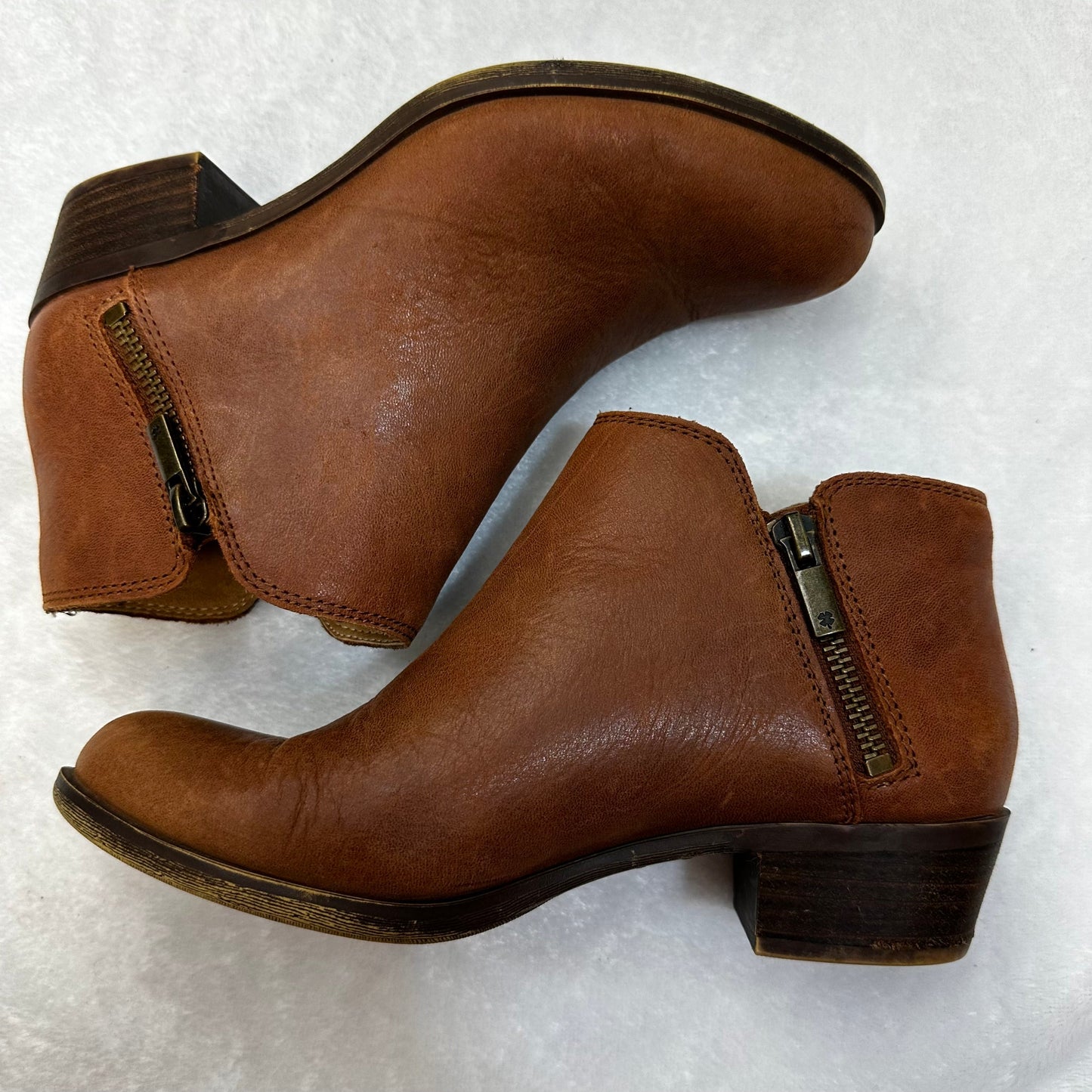 Brown Boots Ankle Flats Lucky Brand O, Size 6.5