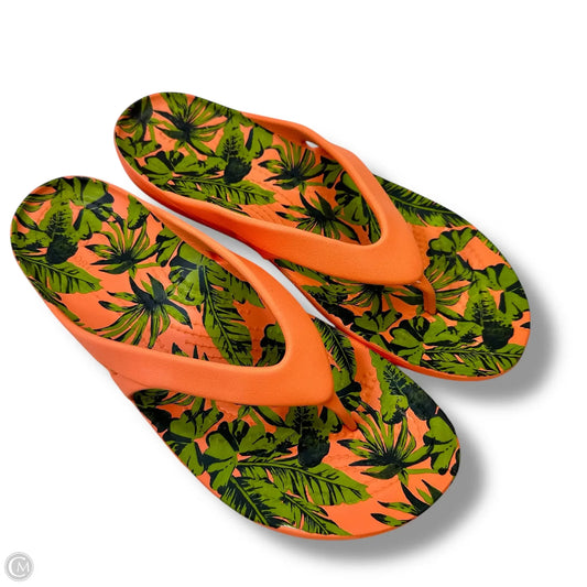 Sandals Flip Flops By Crocs In Tropical, Size: 9