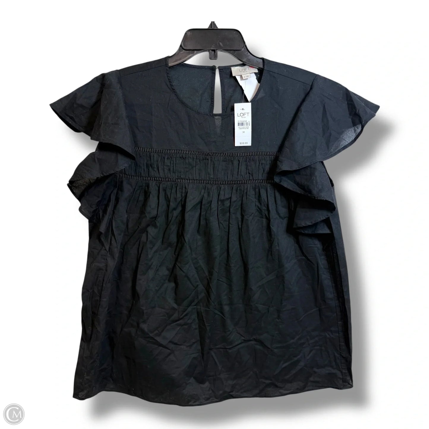 Top Short Sleeve By Loft In Black, Size: M