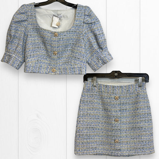 Tweed Blue Skirt Set 2pc ENDLESS ROSE, Size Xs