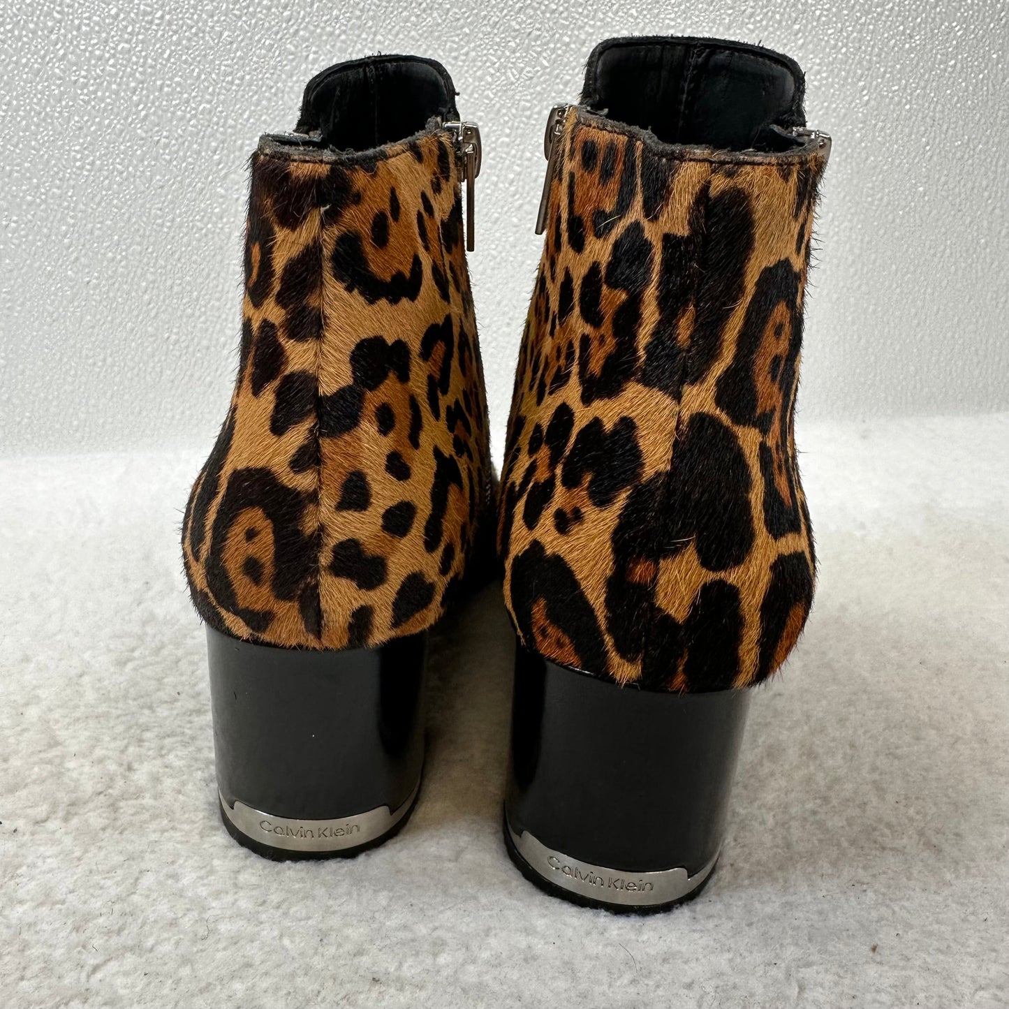 Animal Print Boots Ankle Heels Calvin Klein O, Size 6