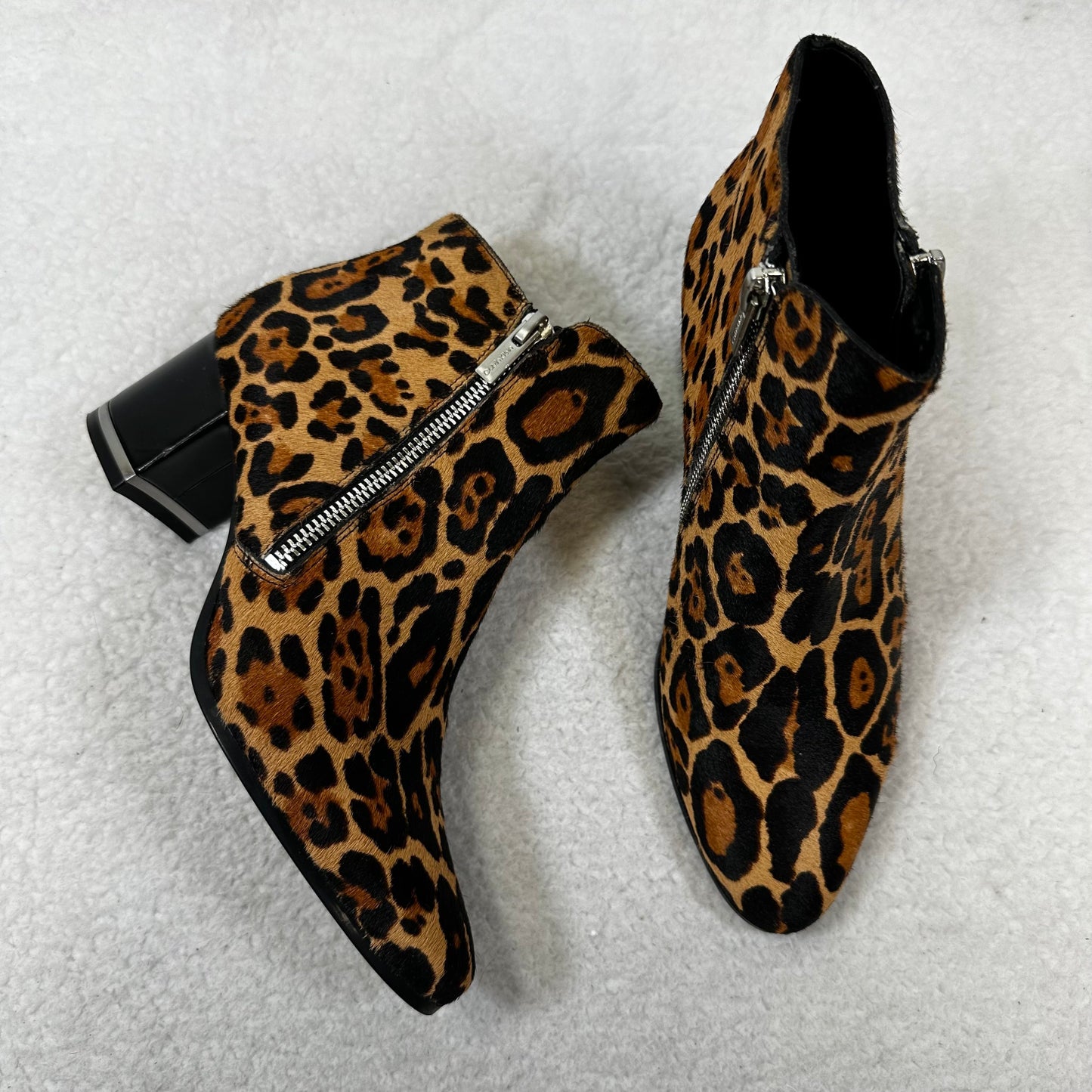 Animal Print Boots Ankle Heels Calvin Klein O, Size 6