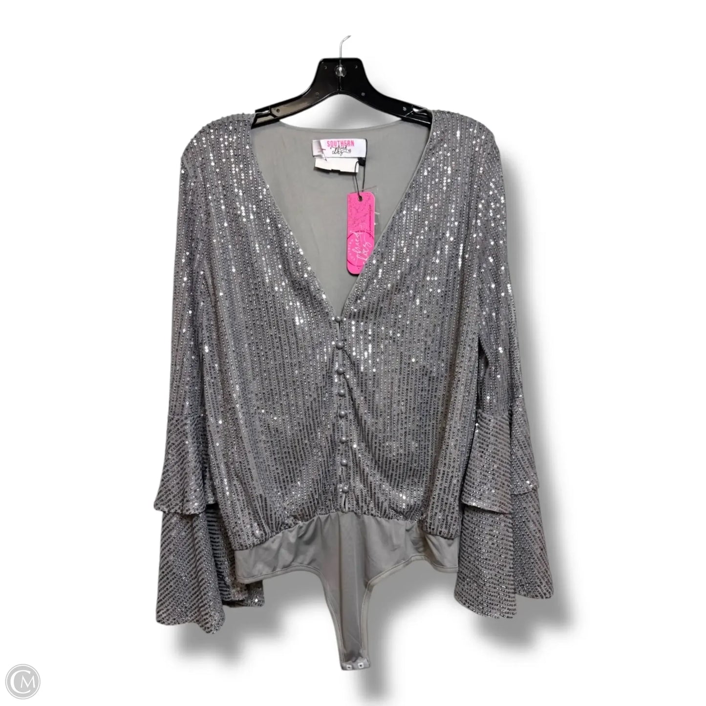 Bodysuit By Clothes Mentor In Silver, Size: L