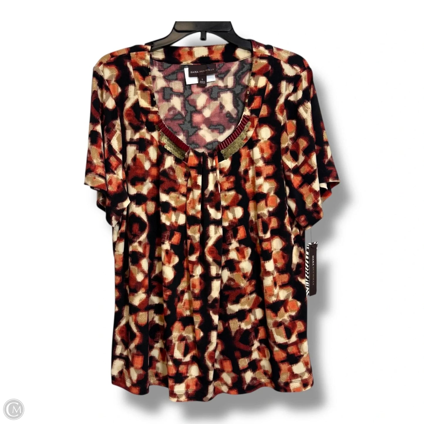 Top Short Sleeve By Dana Buchman In Red, Size: L