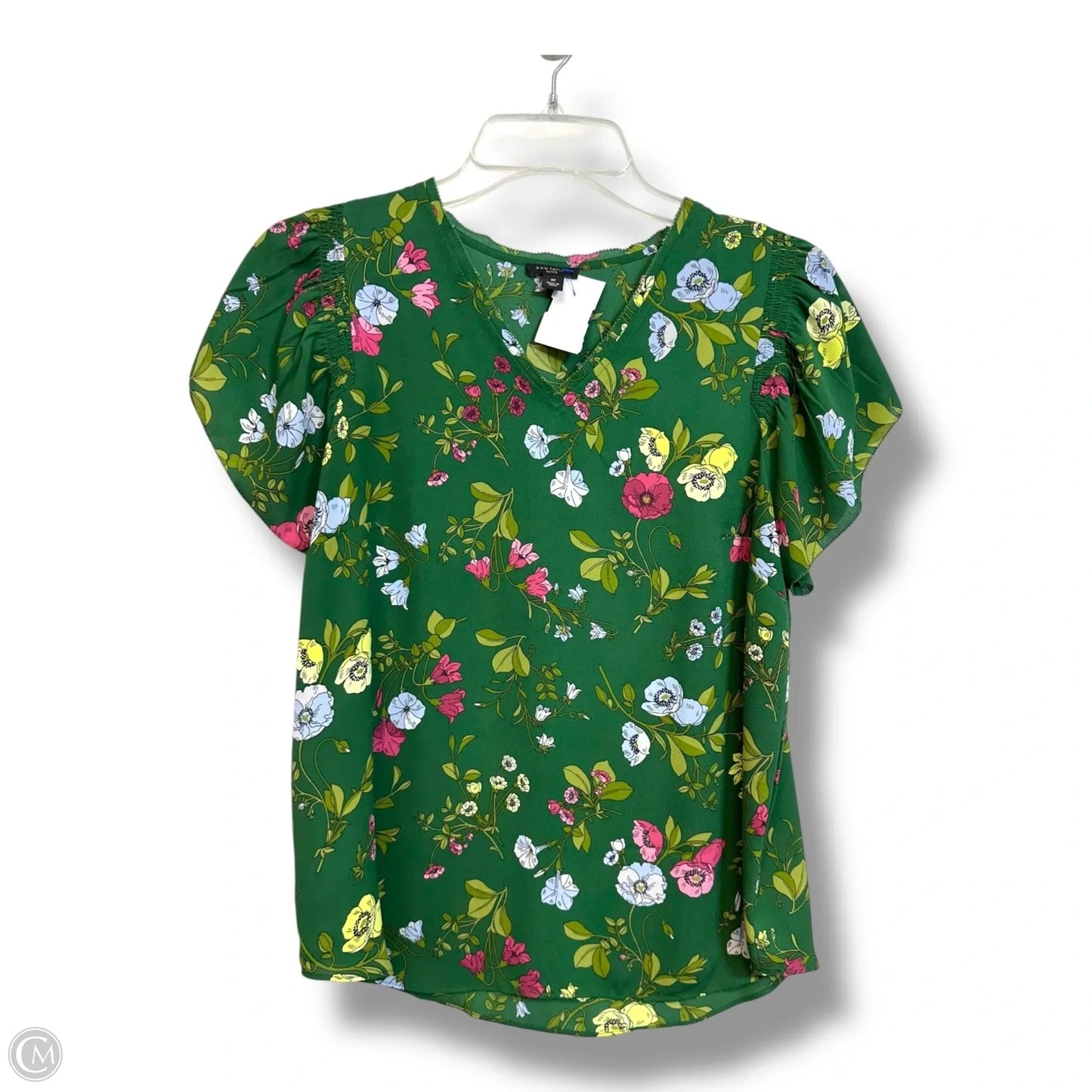 Top Short Sleeve By Ann Taylor In Green, Size: M