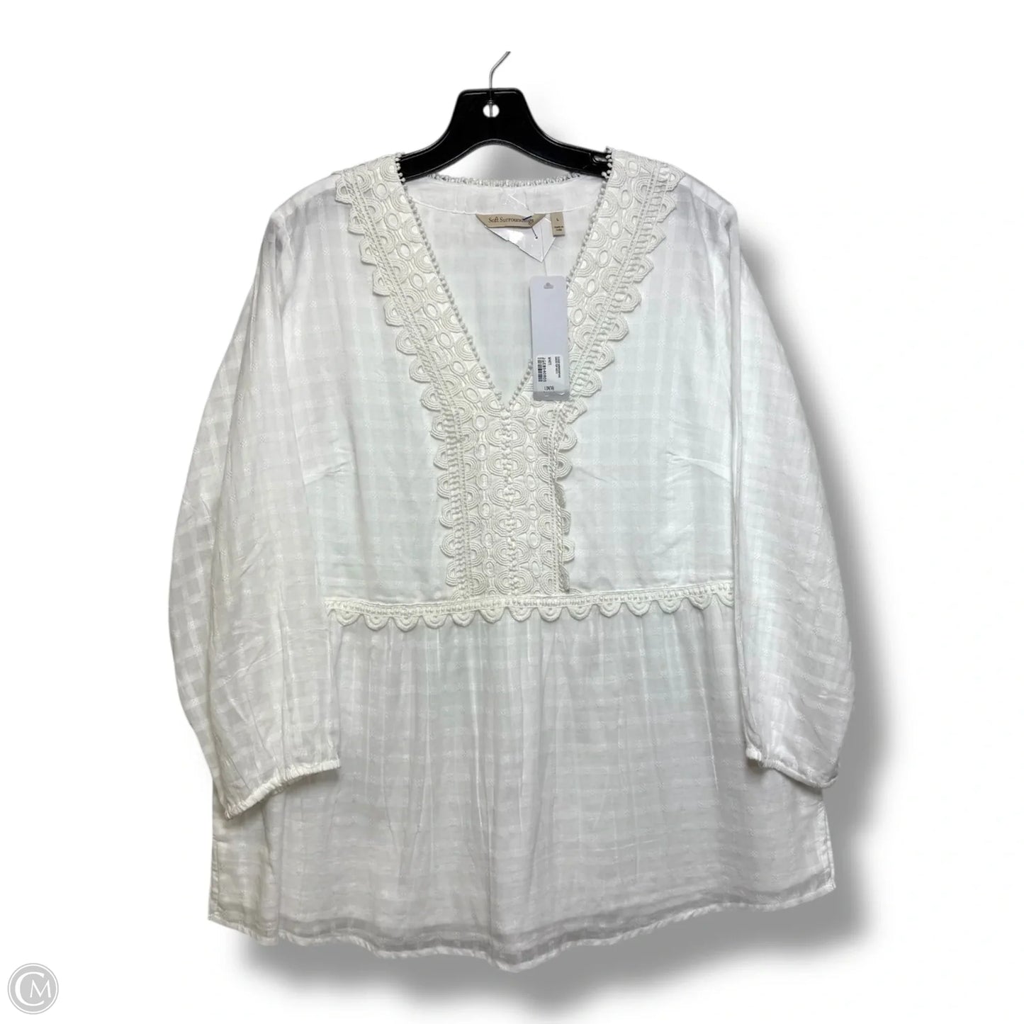 Top Long Sleeve By Soft Surroundings In White, Size: L