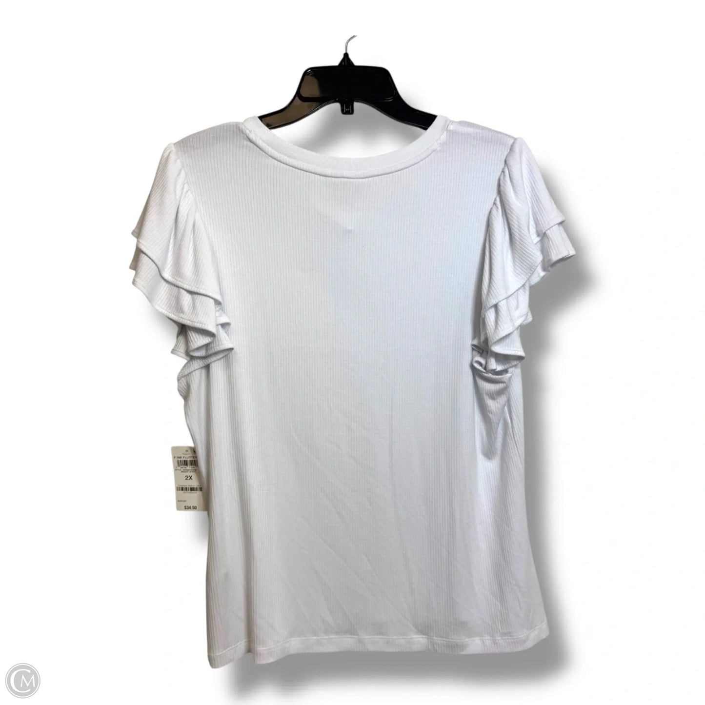 Top Short Sleeve By Clothes Mentor In White, Size: 2x