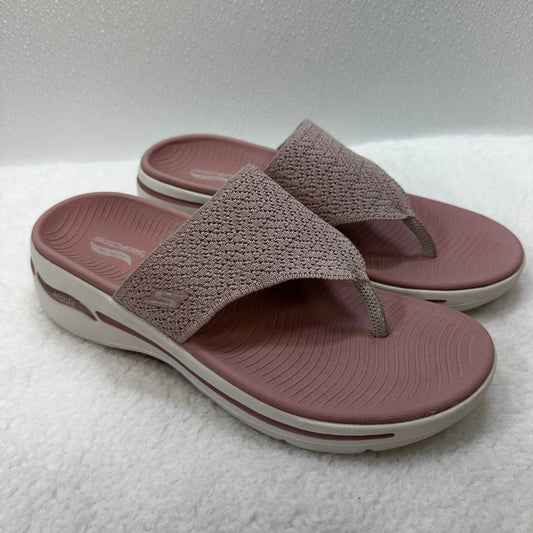 Pink Sandals Flip Flops Skechers, Size 9