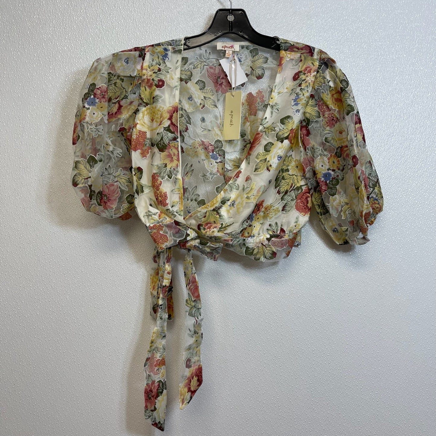 Floral Top Short Sleeve Clothes Mentor, Size S
