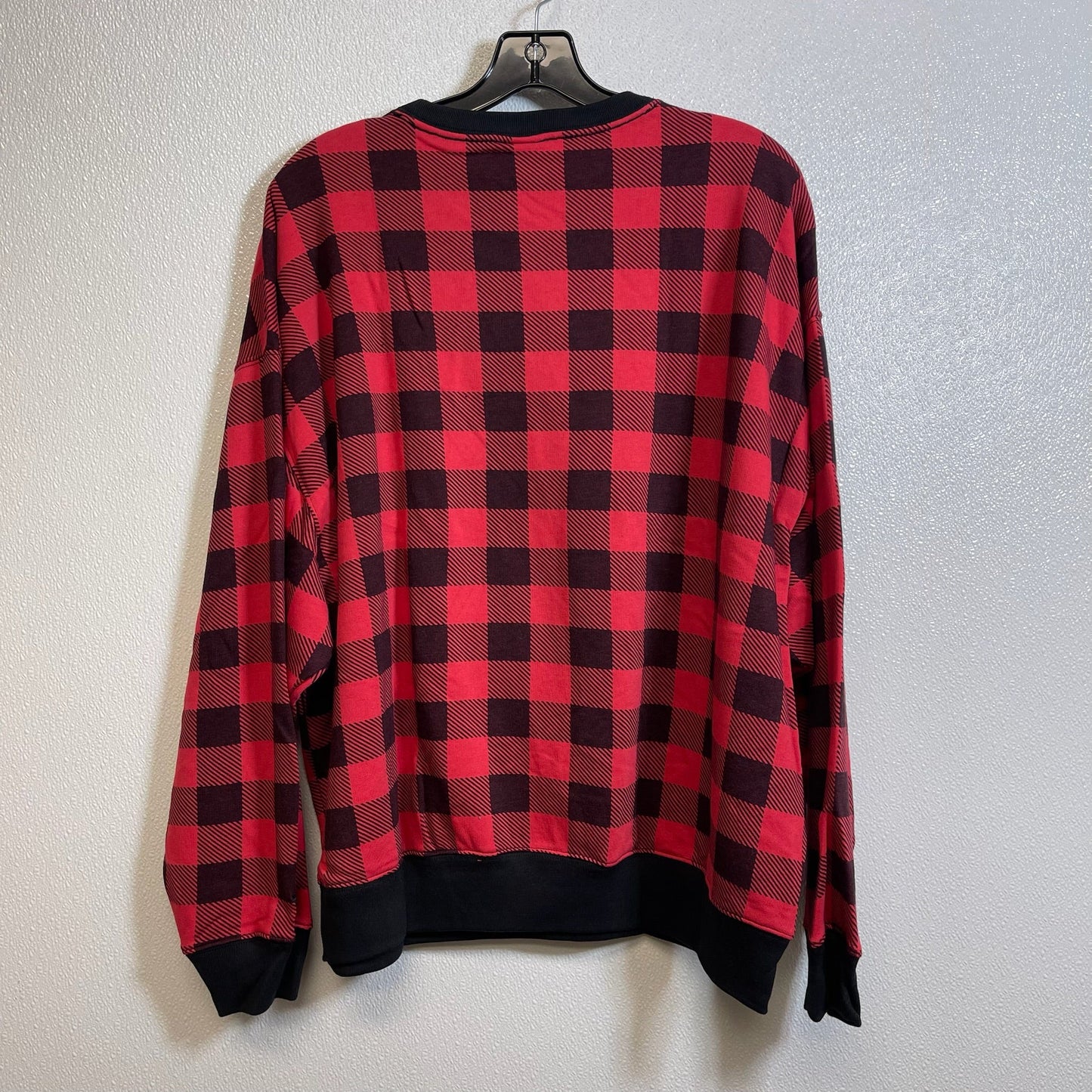 Plaid Sweatshirt Crewneck Pink, Size L