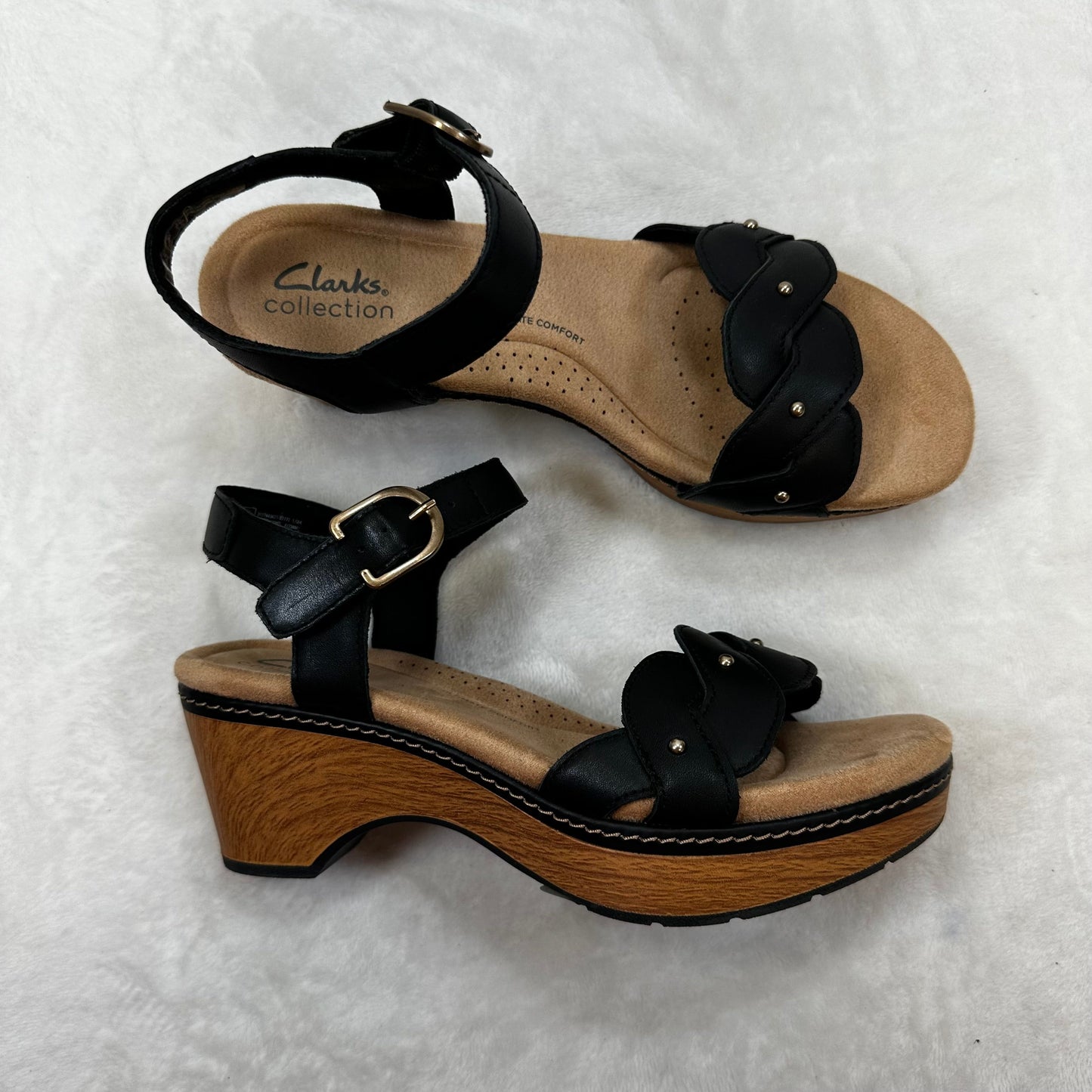 Sandals Heels Block By Clarks In Black, Size: 8