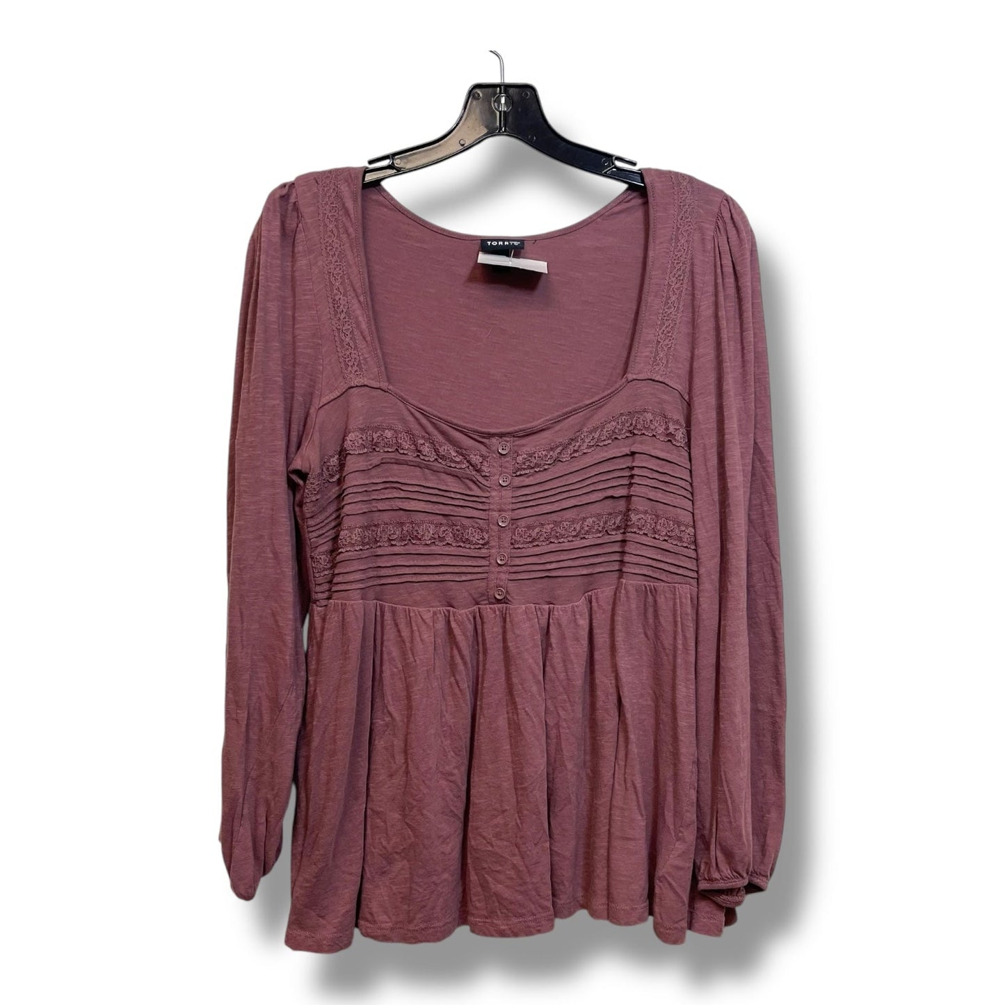 Top Long Sleeve By Torrid In Mauve, Size: L