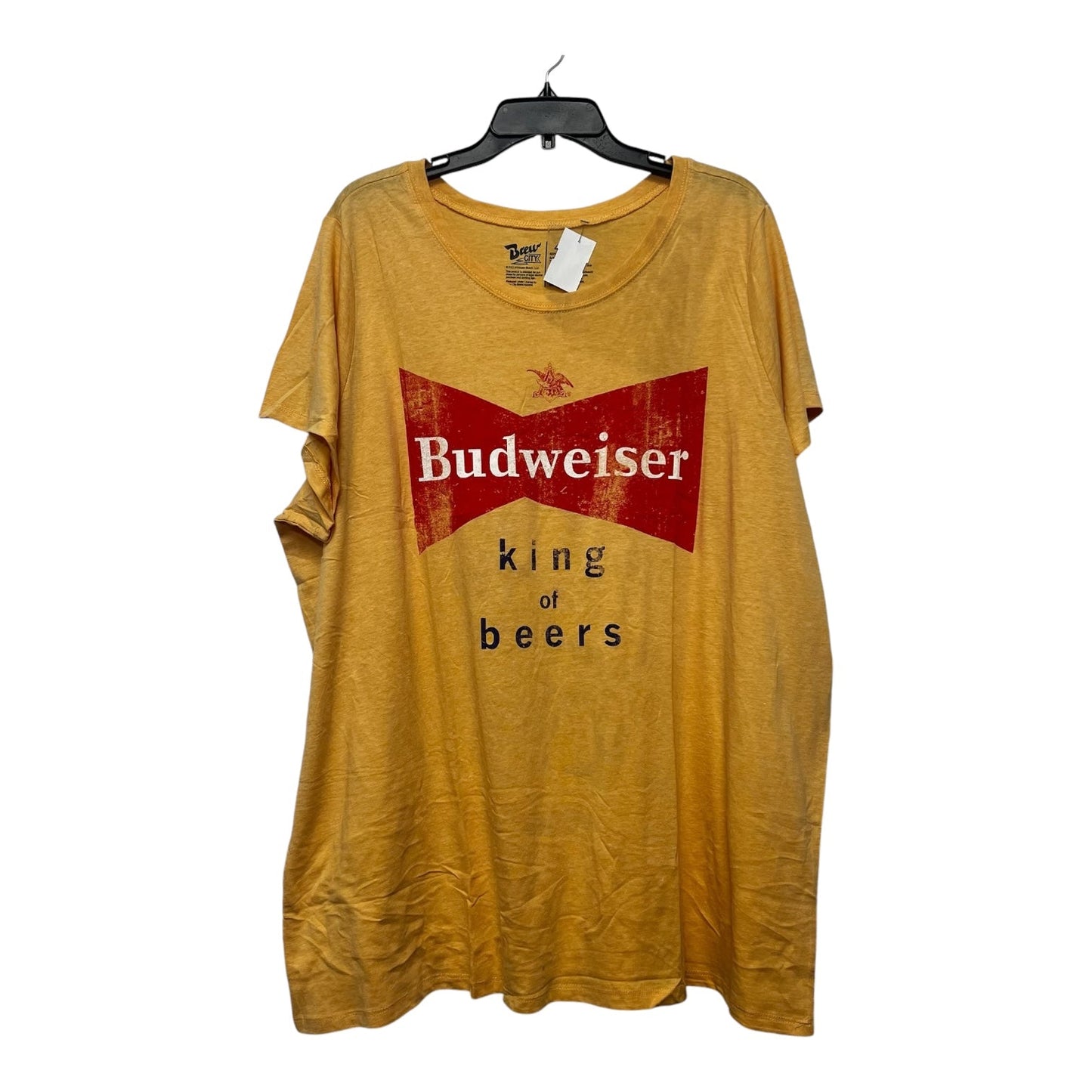 Budweiser Beer Top Short Sleeve Basic By Torrid In Yellow, Size: 4x