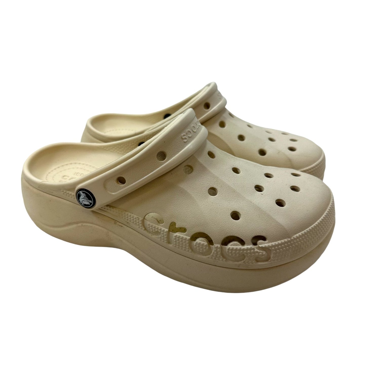 Shoes Heels Platform By Crocs In Ivory, Size: 9