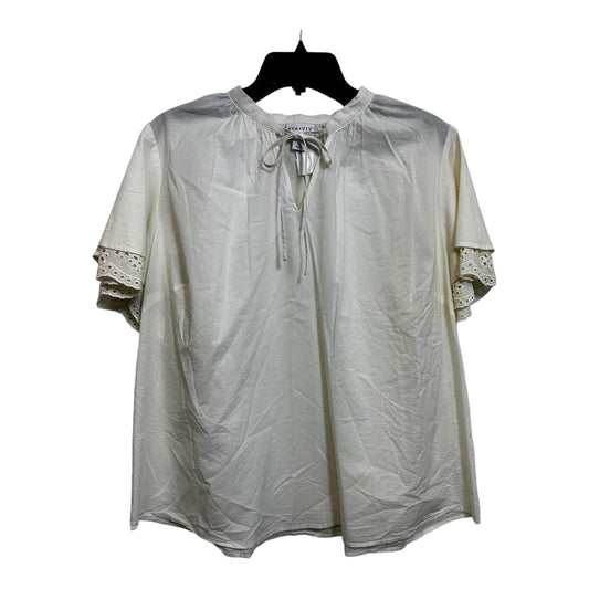 Top Short Sleeve By Ava & Viv In Ivory, Size: 1x