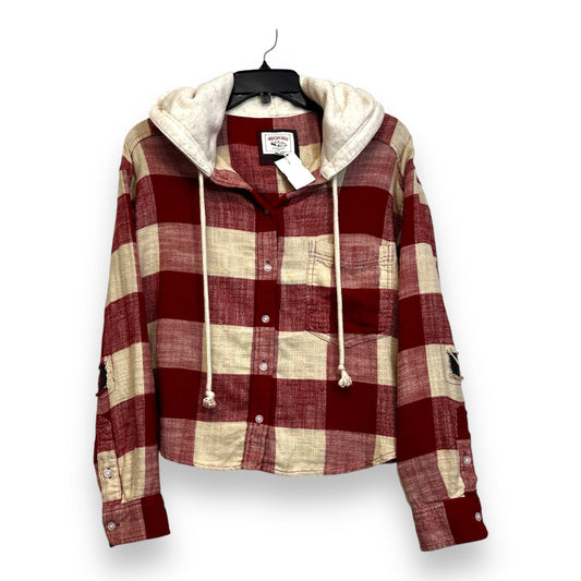 Top Long Sleeve By American Eagle In Plaid Pattern, Size: L