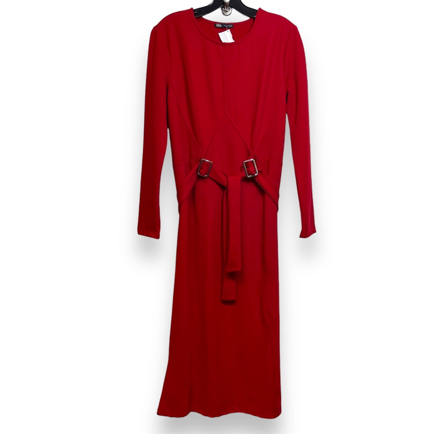 Dress Casual Midi By Zara In Red, Size: S