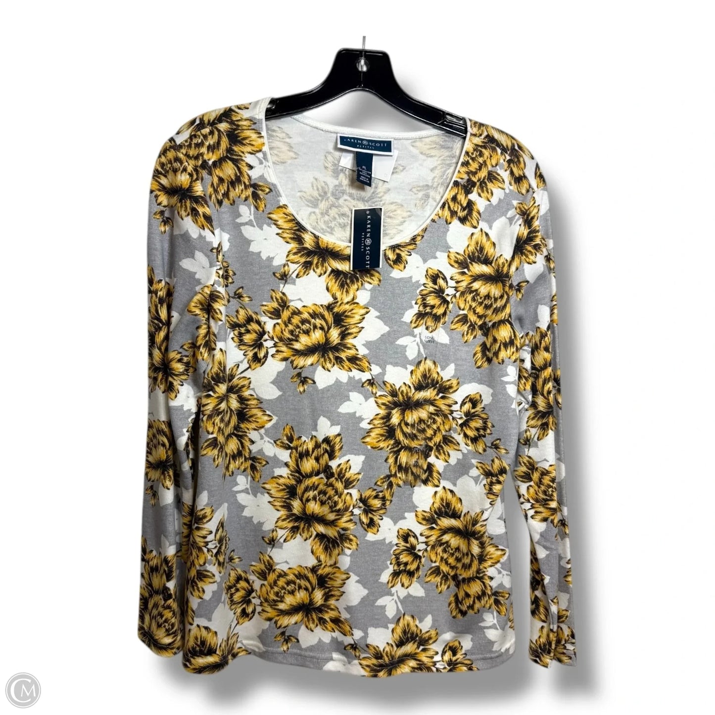 Top Long Sleeve By Karen Scott In Floral Print, Size: Lp