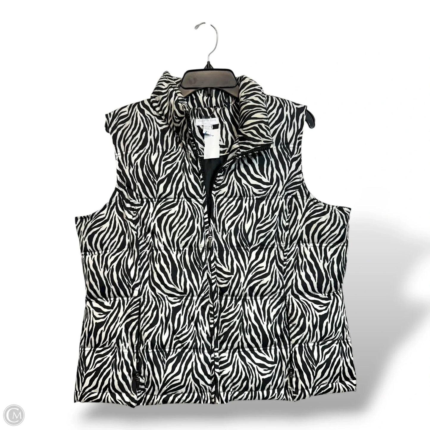 Vest Puffer & Quilted By Charter Club In Black & White, Size: Lp