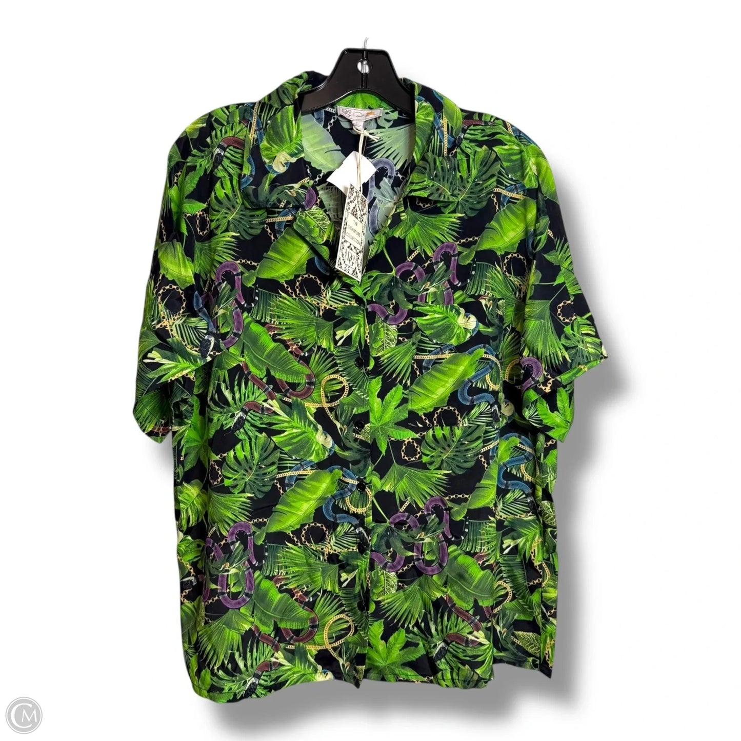 Top Short Sleeve By Dg2 In Tropical Print, Size: L
