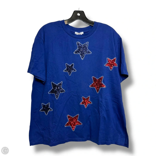 Top Short Sleeve By White Birch In Blue Red & White, Size: S