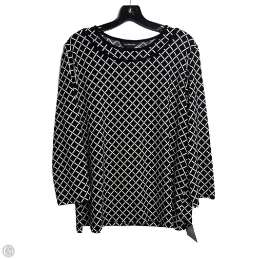 Top Long Sleeve By Liz Claiborne In Black & White, Size: Xl
