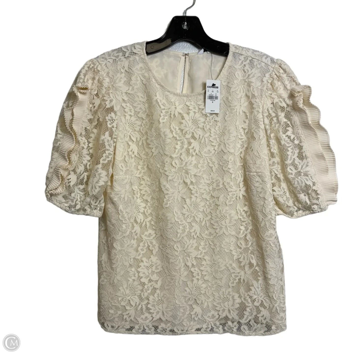 Top Short Sleeve By Express In Ivory, Size: M