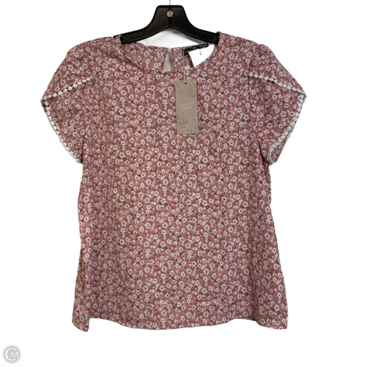 Top Short Sleeve By Emery Rose In Floral Print, Size: M