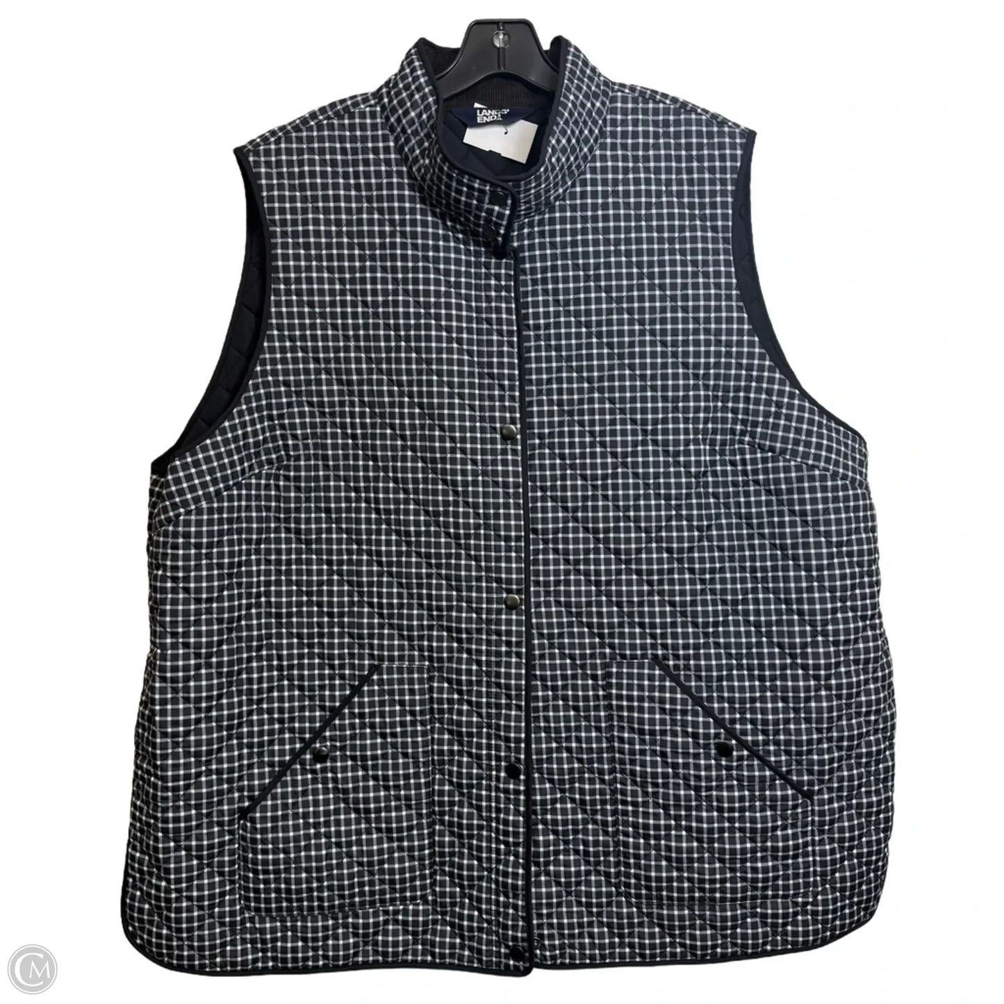 Vest Puffer & Quilted By Lands End In Checkered Pattern, Size: 3x