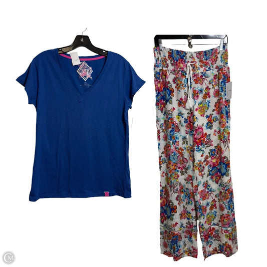 PJ SET Top Short Sleeve & pajama pants set By Vera Bradley In Blue, Size: Xl