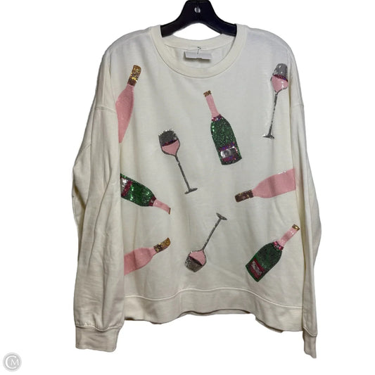 Sweatshirt Collar By Clothes Mentor In White, Size: M