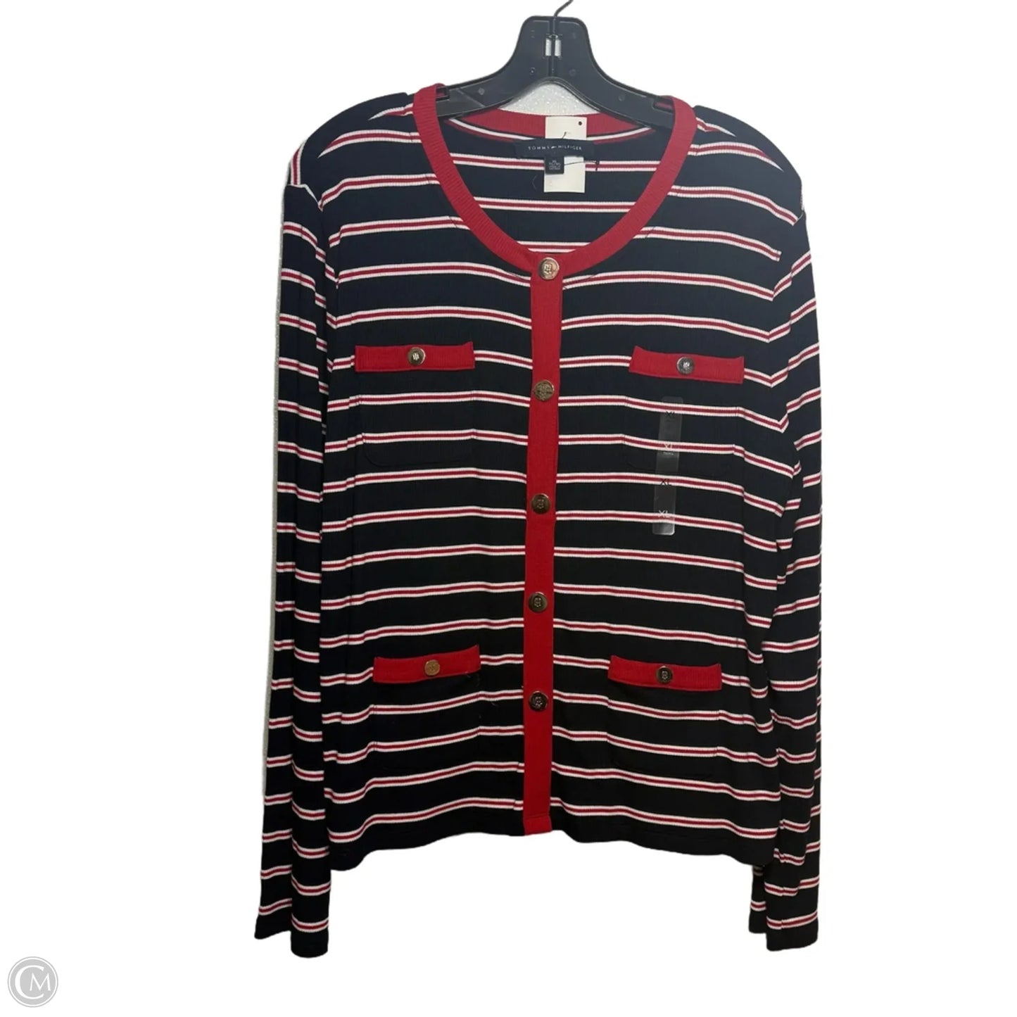 Top Long Sleeve By Tommy Hilfiger In Blue Red & White, Size: Xl