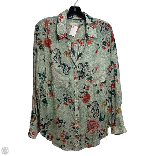 Top Long Sleeve By Pilcro In Green, Size: M