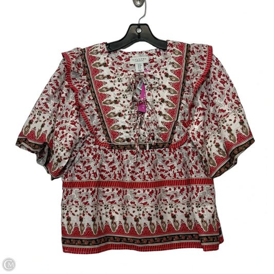 Top Short Sleeve By Calypso St Barth In Red & White, Size: M
