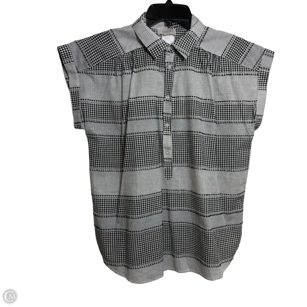 Top Sleeveless By Loft In Black & Grey, Size: S