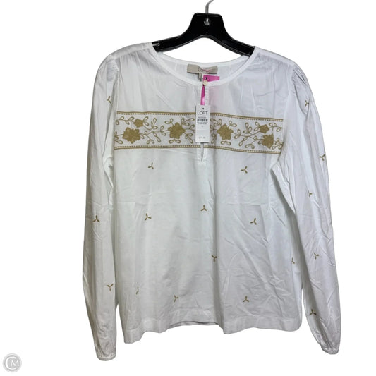 Top Long Sleeve By Loft In White, Size: S