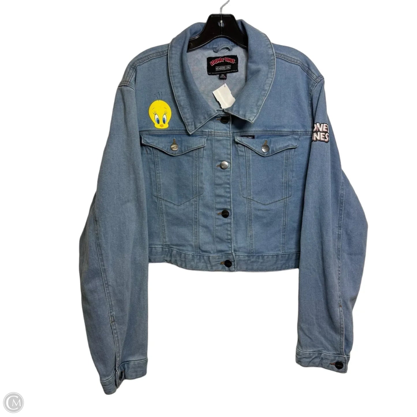 Looney Toons Jacket Denim By Members Only In Blue Denim, Size: 3x