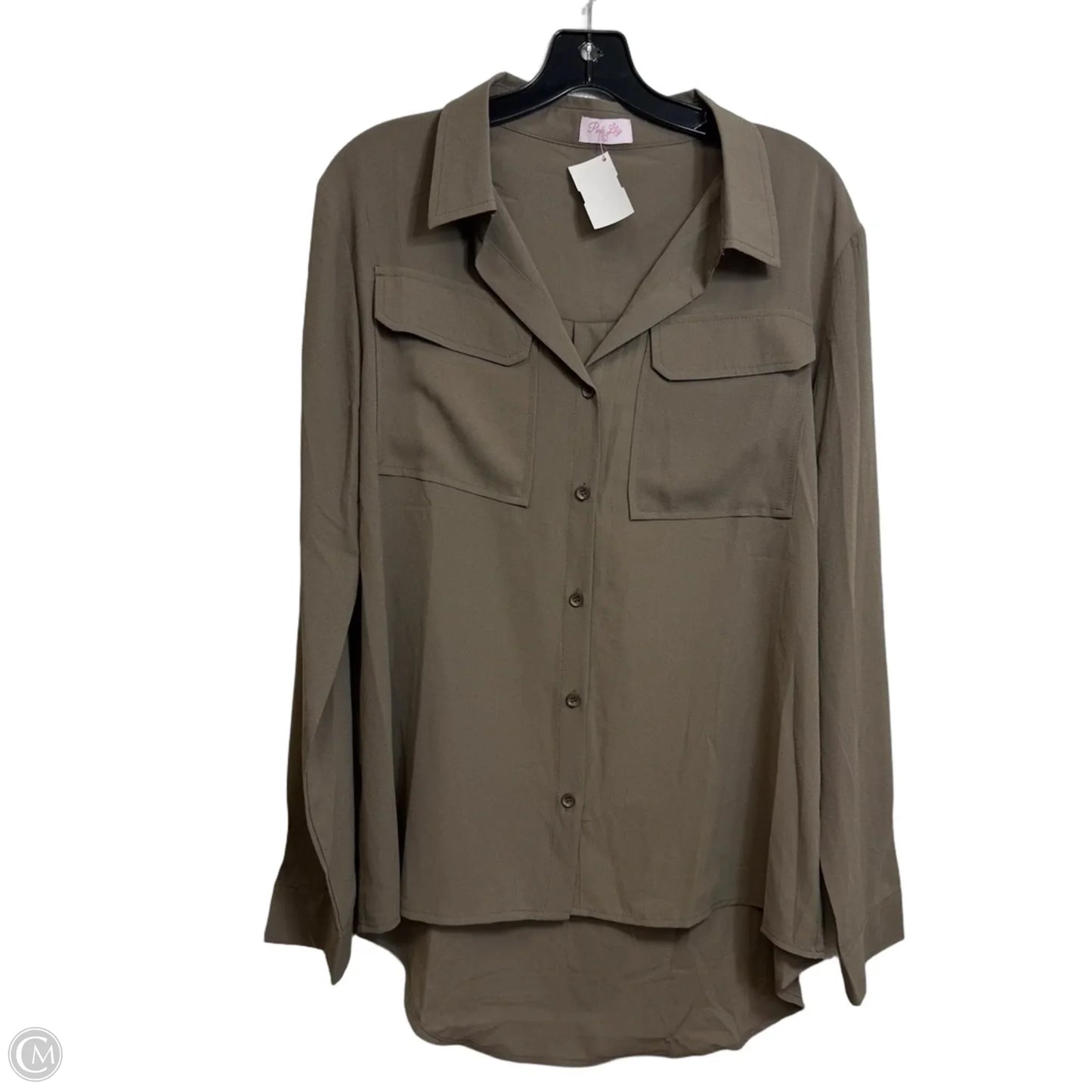 Top Long Sleeve Basic By Pink Lily In Brown, Size: L