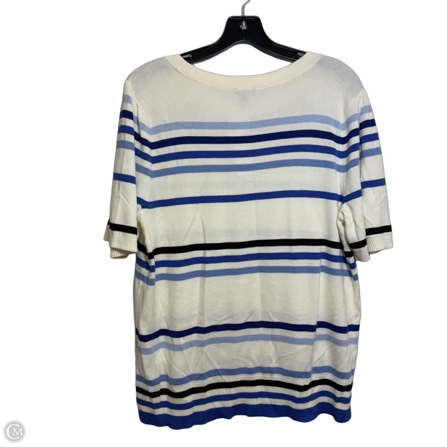 Top Short Sleeve By Talbots In Blue & White, Size: 1x