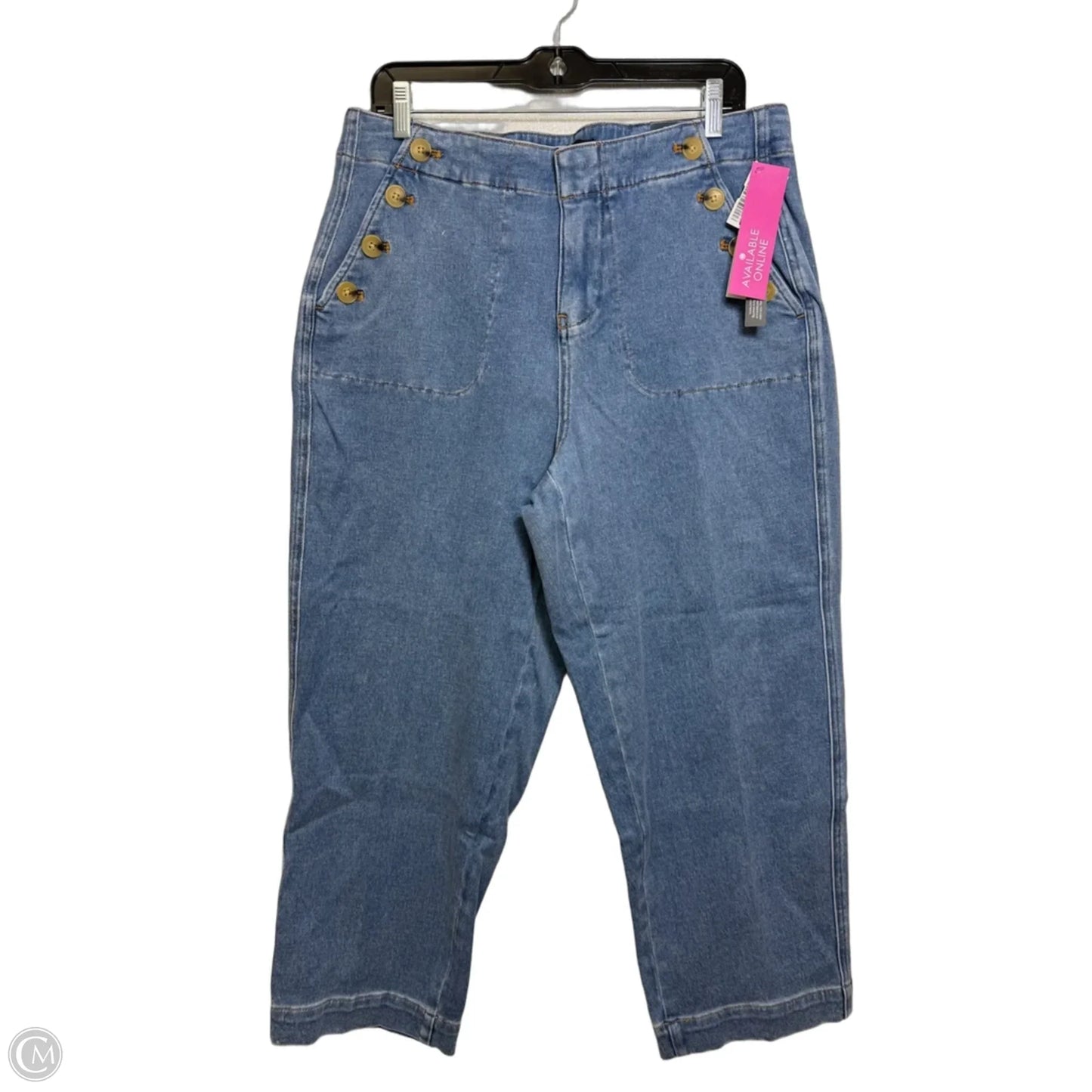 Jeans Straight By Talbots In Blue Denim, Size: 14