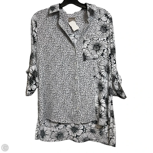 Top 3/4 Sleeve By Chicos In Black & White, Size: Xs