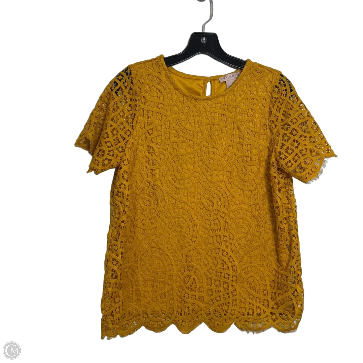Top Short Sleeve By Philosophy In Yellow, Size: S