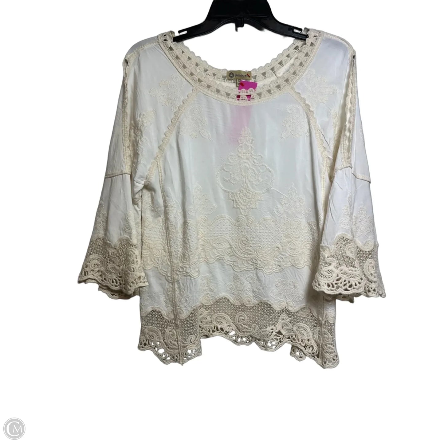 Top 3/4 Sleeve Basic By Democracy In Ivory, Size: Xs