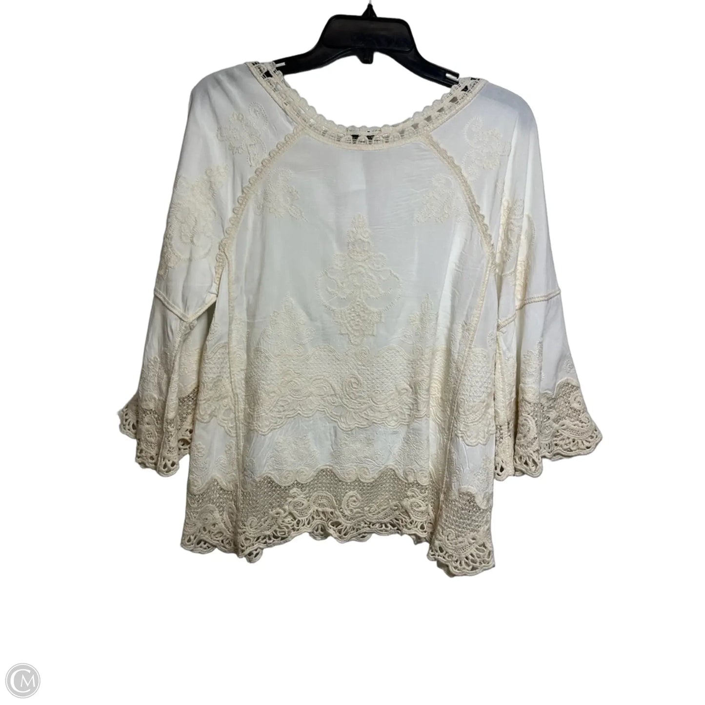 Top 3/4 Sleeve Basic By Democracy In Ivory, Size: Xs