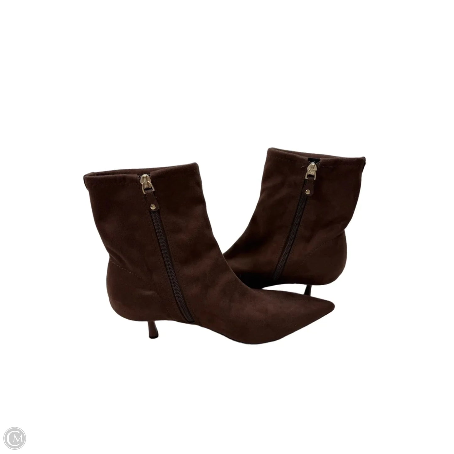 Boots Ankle Heels By Guess In Brown, Size: 8.5