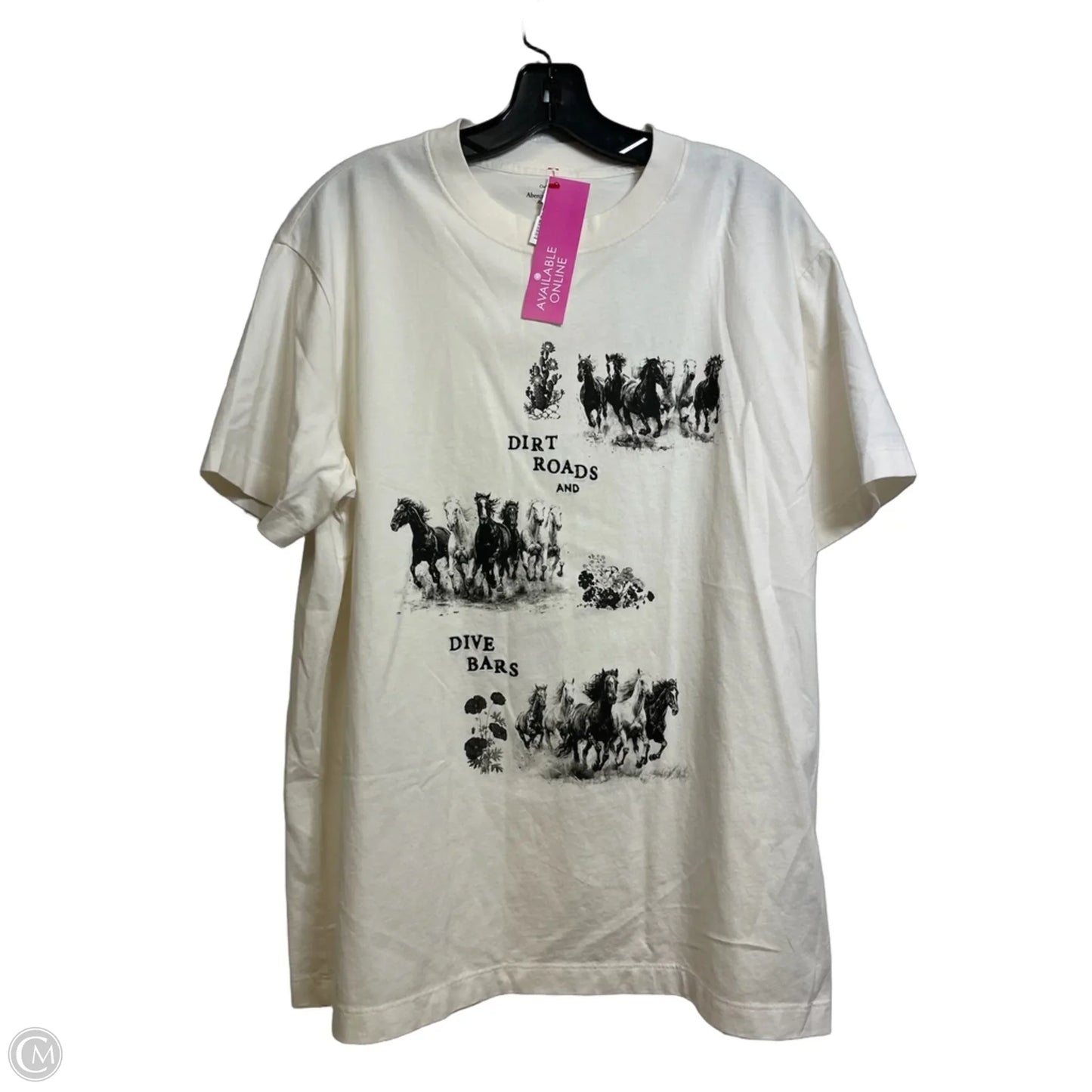 Top Short Sleeve By Abercrombie And Fitch In Ivory, Size: M