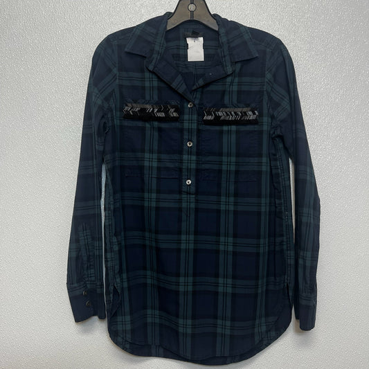 Top Long Sleeve By J Crew In Green Plaid, Size: S