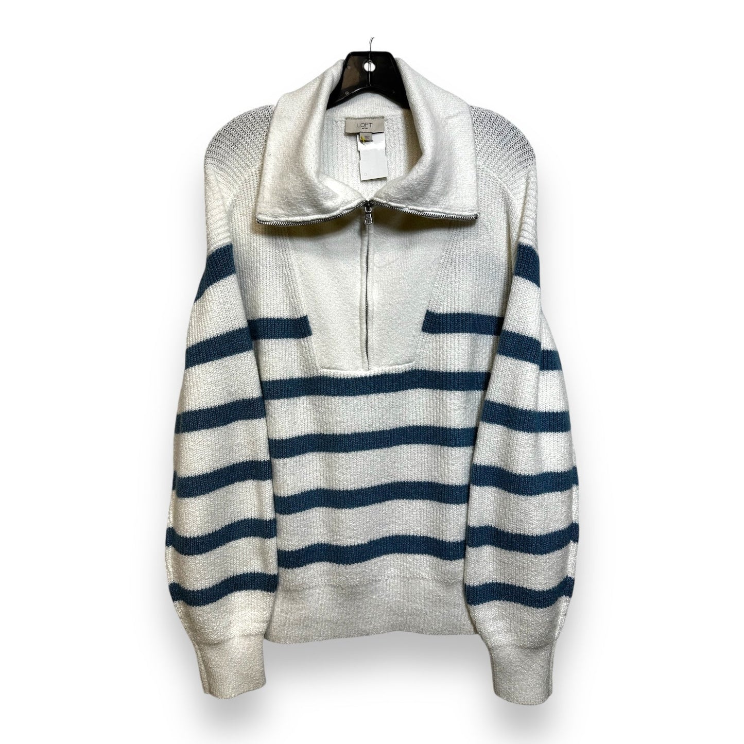 Sweater By Loft O In White Blue, Size: L